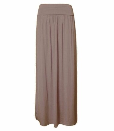 New Womens Plain Pleated Fold Over Waist Jersey Gypsy Long Maxi Skirt Size 16-26