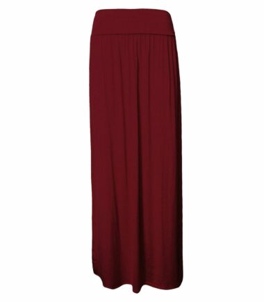 New Womens Plain Pleated Fold Over Waist Jersey Gypsy Long Maxi Skirt Size 16-26