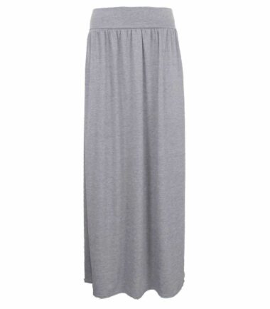 New Womens Plain Pleated Fold Over Waist Jersey Gypsy Long Maxi Skirt Size 16-26