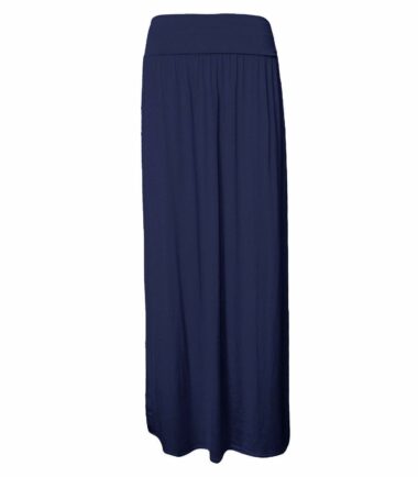 New Womens Plain Pleated Fold Over Waist Jersey Gypsy Long Maxi Skirt Size 16-26