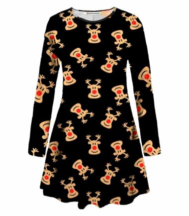 Women-Long-Sleeve-Baubles-Mistletoe-Christmas-Xmas-Swing-Flared-Baggy-Mini-Dress Women Long Sleeve Baubles Mistletoe Christmas Xmas Swing Flared Baggy Mini Dress
