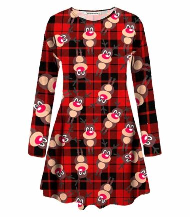 Women-Long-Sleeve-Baubles-Mistletoe-Christmas-Xmas-Swing-Flared-Baggy-Mini-Dress Women Long Sleeve Baubles Mistletoe Christmas Xmas Swing Flared Baggy Mini Dress