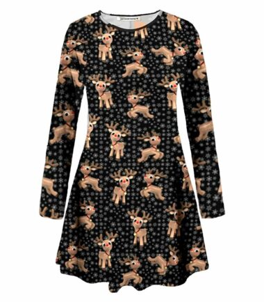 Women-Long-Sleeve-Baubles-Mistletoe-Christmas-Xmas-Swing-Flared-Baggy-Mini-Dress Women Long Sleeve Baubles Mistletoe Christmas Xmas Swing Flared Baggy Mini Dress