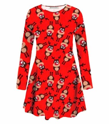 Women-Long-Sleeve-Baubles-Mistletoe-Christmas-Xmas-Swing-Flared-Baggy-Mini-Dress Women Long Sleeve Baubles Mistletoe Christmas Xmas Swing Flared Baggy Mini Dress