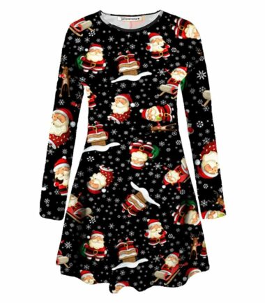Women-Long-Sleeve-Baubles-Mistletoe-Christmas-Xmas-Swing-Flared-Baggy-Mini-Dress Women Long Sleeve Baubles Mistletoe Christmas Xmas Swing Flared Baggy Mini Dress
