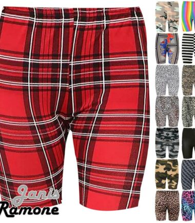 New Womens Diagonal Repeat Print Summer Active Tights Cycling Shorts Hot Pants