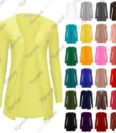 New Womens LongSleeve Open Drop Pocket Plain Boyfriend Cardigan Casual Basic Top