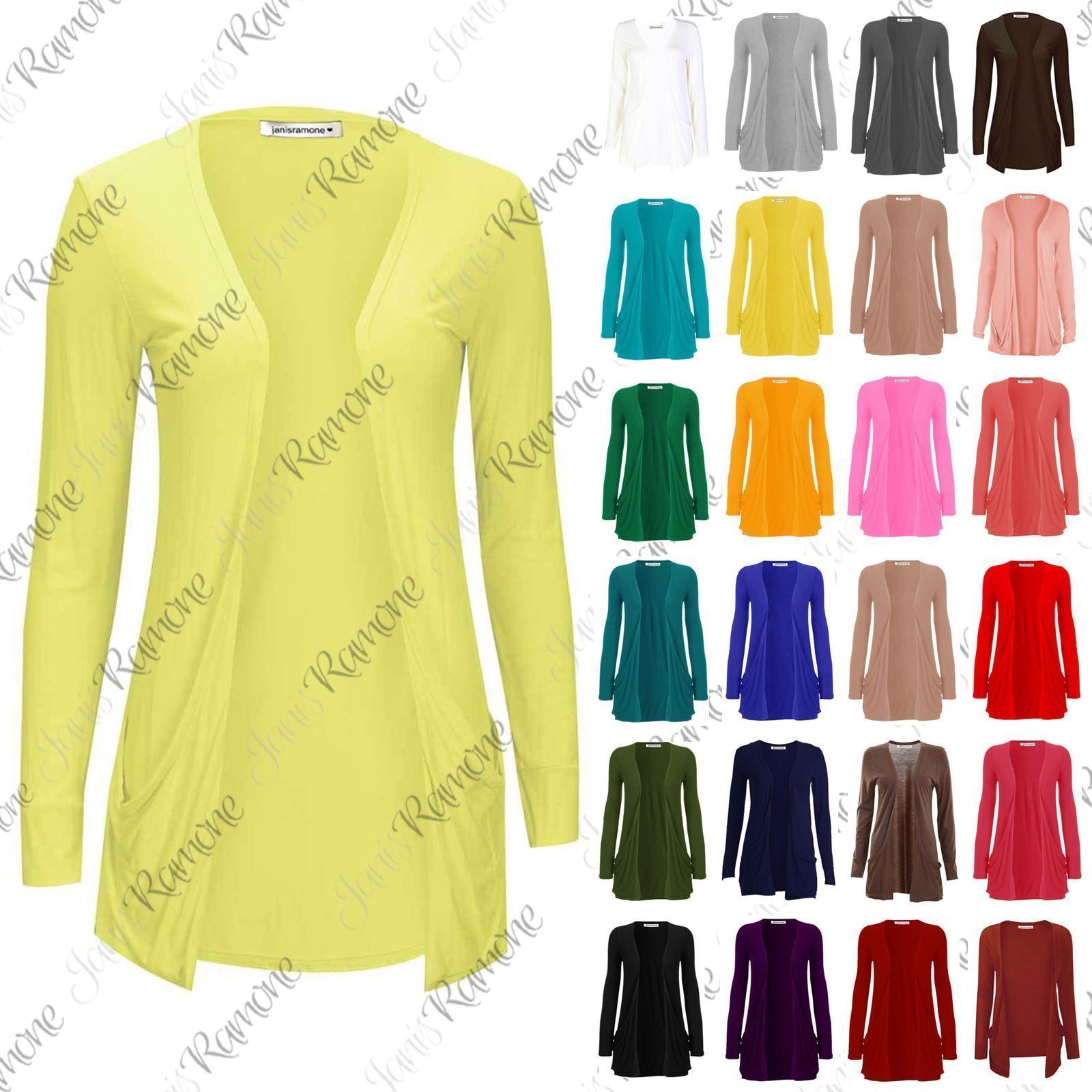 New-Womens-LongSleeve-Open-Drop-Pocket-Plain-Boyfriend-Cardigan-Casual-Basic-Top New Womens LongSleeve Open Drop Pocket Plain Boyfriend Cardigan Casual Basic Top