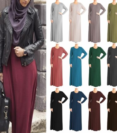 Womens-Plain-Abaya-Islamic-Burkha-Kaftan-Farasha-Jilbab-Long-Jersey-Maxi-Dress Womens Plain Abaya Islamic Burkha Kaftan Farasha Jilbab Long Jersey Maxi Dress