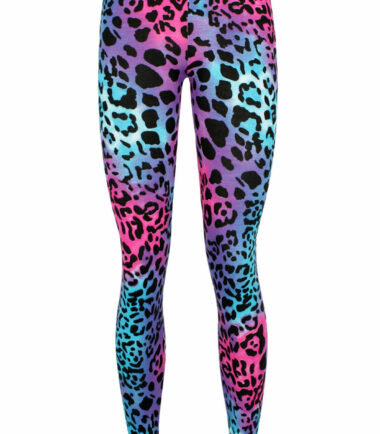 GIRLS MULTI LEOPARD LEGGINGS PRINTED KIDS 4-13 YEARS PURPLE PINK NEON VISCOSE