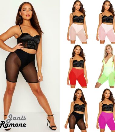 Womens Mesh See Through Short Pants Plain Summer Active Sports Cycling Shorts