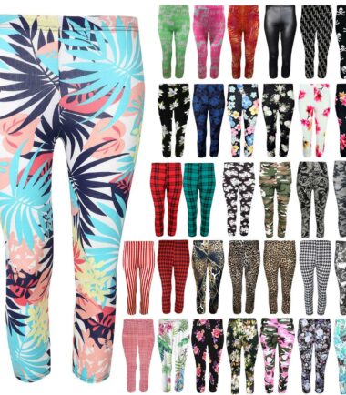 Plus Size Womens Floral Printed 3/4 Length Stretchy Trousers Capri Leggings Pant