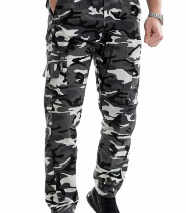 Mens Army Camouflage Thermal Lining Joggers Combat Bottom Trousers Cargo Pants