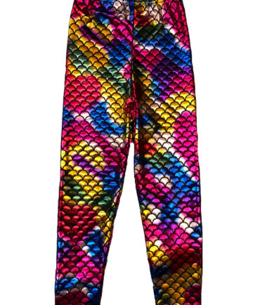 GIRLS METALLIC FISH SCALE LEGGINGS MERMAID KIDS SHINY FOIL CHILDRENS 3-13 YEARS