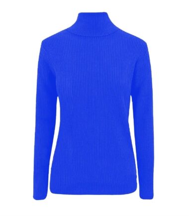 New Womens Long Sleeve Polo Neck Plain Ribbed Knitted Casual Jumper Warm Top