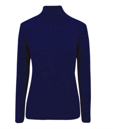 New Womens Long Sleeve Polo Neck Plain Ribbed Knitted Casual Jumper Warm Top