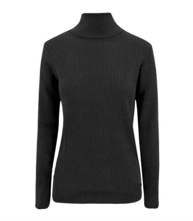 New Womens Long Sleeve Polo Neck Plain Ribbed Knitted Casual Jumper Warm Top