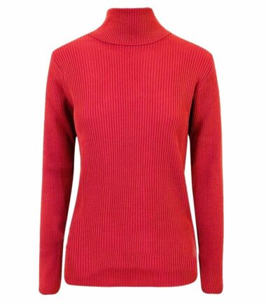 New Womens Long Sleeve Polo Neck Plain Ribbed Knitted Casual Jumper Warm Top