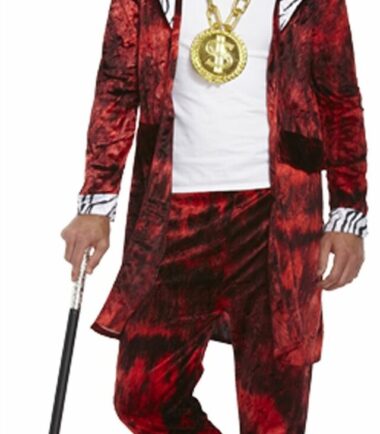 Mens 70s Big Daddy Gangster Costume Adult Pimp Suit Hat Fancy Dress Party Outfit