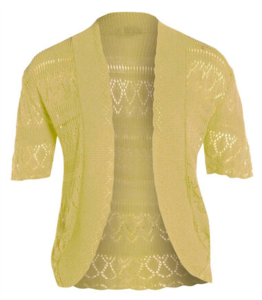 New Womens Crochet Knitted Bolero Shrug Cap Sleeve Cardigan Top Size UK 16-22