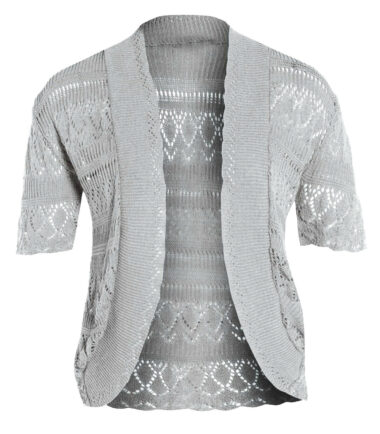 New Womens Crochet Knitted Bolero Shrug Cap Sleeve Cardigan Top Size UK 16-22