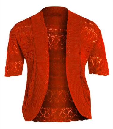 New Womens Crochet Knitted Bolero Shrug Cap Sleeve Cardigan Top Size UK 16-22