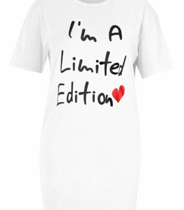 Womens Ladies Slogan Printed Longline T-Shirt Baggy Oversized Tunic Mini Dress