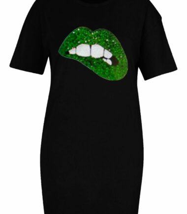 Womens Ladies Slogan Printed Longline T-Shirt Baggy Oversized Tunic Mini Dress