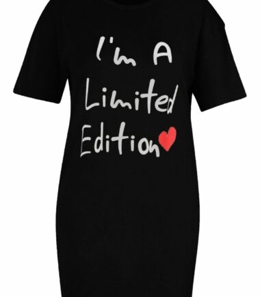 Womens Ladies Slogan Printed Longline T-Shirt Baggy Oversized Tunic Mini Dress