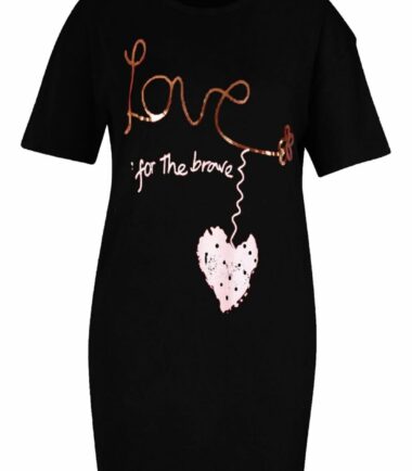 Womens Ladies Slogan Printed Longline T-Shirt Baggy Oversized Tunic Mini Dress