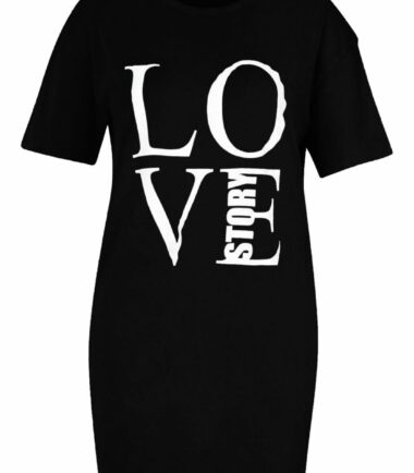 Womens Ladies Slogan Printed Longline T-Shirt Baggy Oversized Tunic Mini Dress