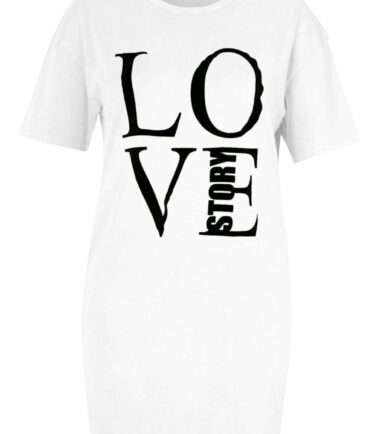 Womens Ladies Slogan Printed Longline T-Shirt Baggy Oversized Tunic Mini Dress