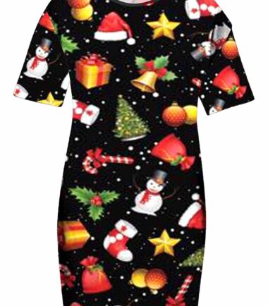 Womens Santa Snowman Christmas Xmas PJ Nightwear Baggy Longline T-Shirt Dress