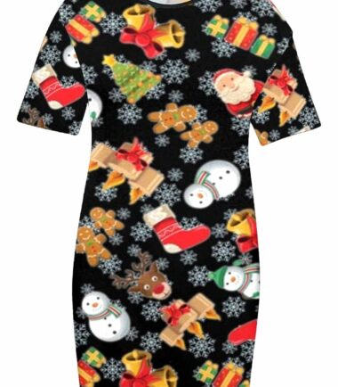Womens Santa Snowman Christmas Xmas PJ Nightwear Baggy Longline T-Shirt Dress