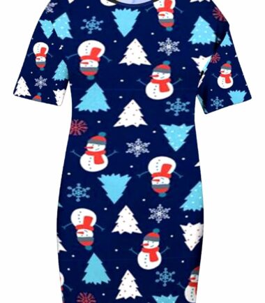 Womens Santa Snowman Christmas Xmas PJ Nightwear Baggy Longline T-Shirt Dress