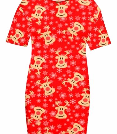 Womens Santa Snowman Christmas Xmas PJ Nightwear Baggy Longline T-Shirt Dress