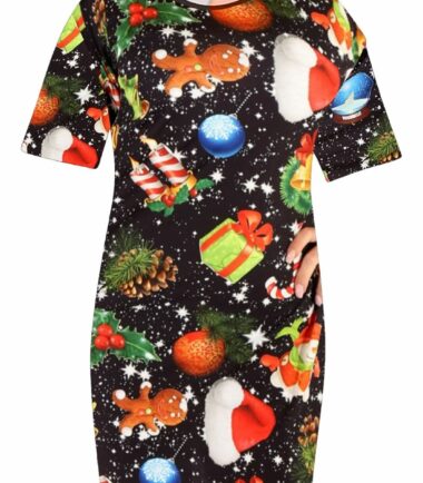 Womens Santa Snowman Christmas Xmas PJ Nightwear Baggy Longline T-Shirt Dress