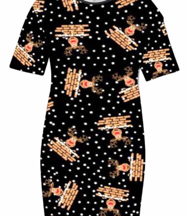 Womens Santa Snowman Christmas Xmas PJ Nightwear Baggy Longline T-Shirt Dress