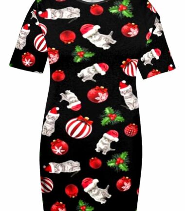 Womens Santa Snowman Christmas Xmas PJ Nightwear Baggy Longline T-Shirt Dress