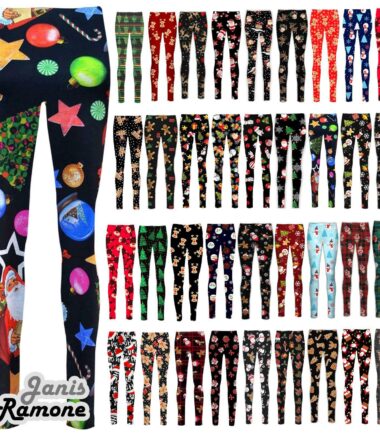 Womens Ladies Christmas Santa Reindeer Print Stretchy Xmas Leggings Trouser Pant
