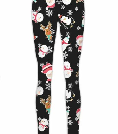 Womens Ladies Christmas Santa Reindeer Print Stretchy Xmas Leggings Trouser Pant