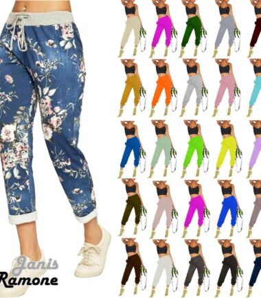 Womens Plain Cuffed Bottoms Jogging Joggers Active Gym Tracksuit Trousers Pants
