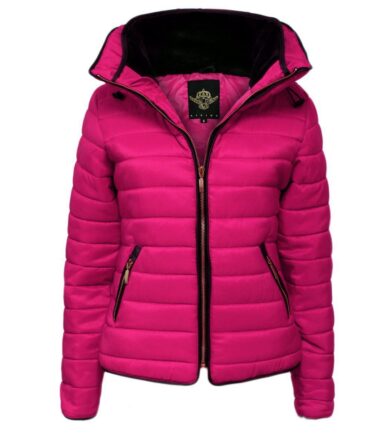 New Ladies Quilted Puffer Bubble Padded Jacket Fur Collar Gold Zipper Thick Coat