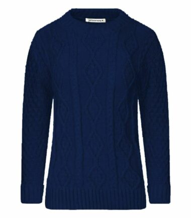 New Womens Crew Neck Chunky Cable Knitted Long Sleeve Warm Jumper Sweater Dress