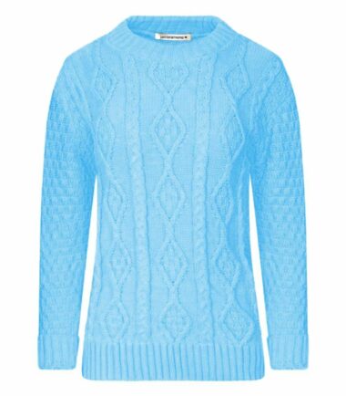 New Womens Crew Neck Chunky Cable Knitted Long Sleeve Warm Jumper Sweater Dress