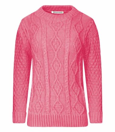 New Womens Crew Neck Chunky Cable Knitted Long Sleeve Warm Jumper Sweater Dress