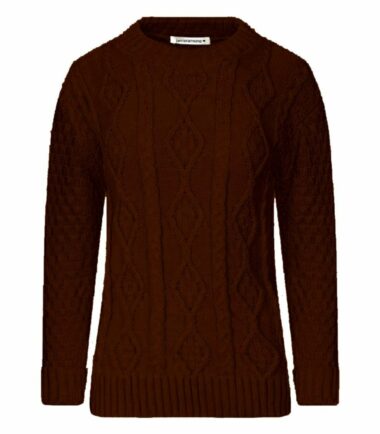 New Womens Crew Neck Chunky Cable Knitted Long Sleeve Warm Jumper Sweater Dress