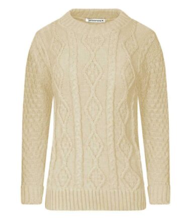 New Womens Crew Neck Chunky Cable Knitted Long Sleeve Warm Jumper Sweater Dress