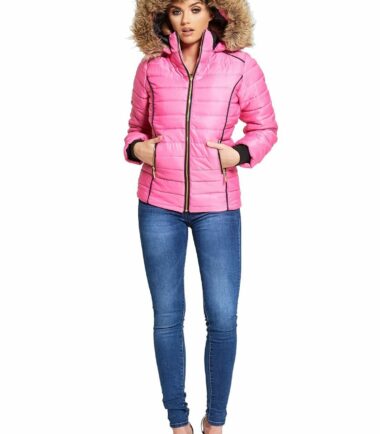 Womens Faux Fur Hooded Puffer Bubble Padded Quilted Puffa Jacket Thick Warm Coat