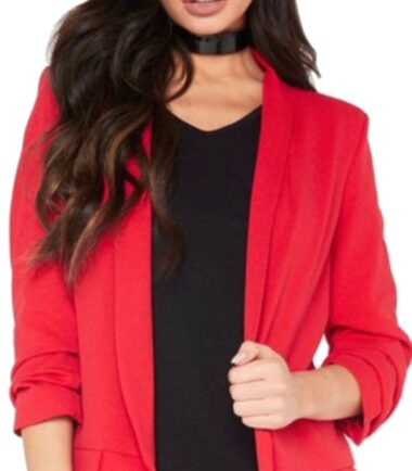 New Womens 3/4 Ruffle Frill Sleeve LongLine Jacket Open Front Blazer Duster Coat